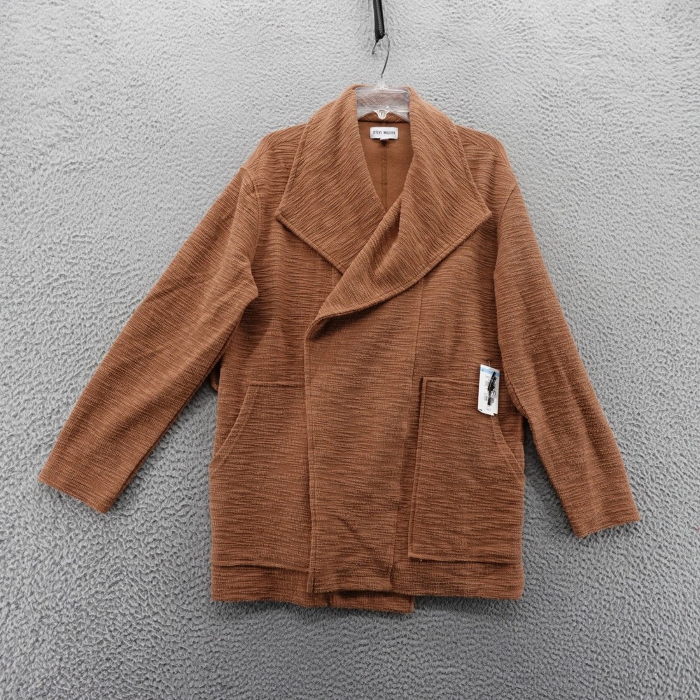 Steve Madden Womens Brown Textured Knit‎ Shawl Collar Cardigan Jacket Small NEW